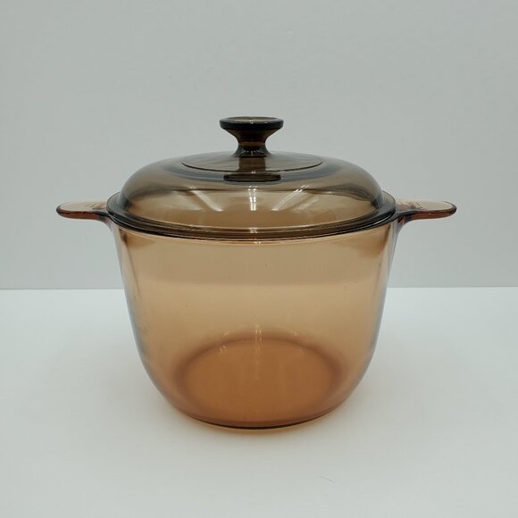 Corning Vision Amber 3.5 Qt Stew Pot Visions Amber Cookware Dutch Oven Stock Pot - Picture 1 of 8